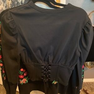 ZARA CORSET BACKED SHIRT MID SLEEVE SIZE M